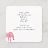 Carte De Visite Carré Zèbre rose et blanc (Dos)