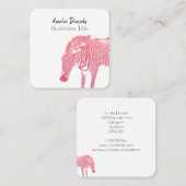 Carte De Visite Carré Zèbre rose et blanc (Devant / Derrière)