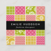 Carte De Visite Carré Zigzag, Chevron, Pois, En vichy, Patchwork (Devant)