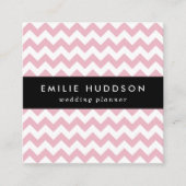 Carte De Visite Carré Zigzag rose, Chevron rose, Motif géométrique (Devant)