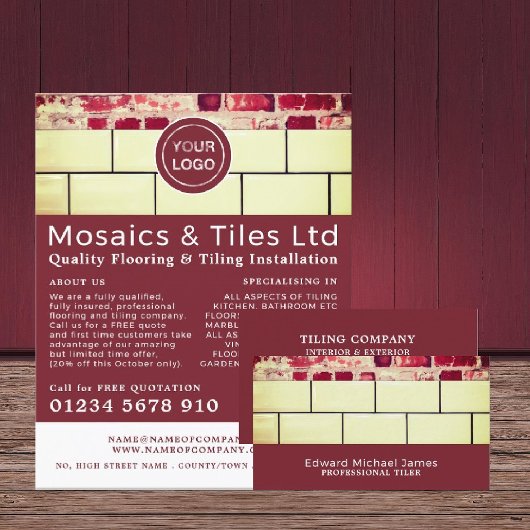 Carte De Visite Carreaux blancs, Dépolisseur, Installation De Carr