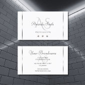 Carte De Visite Carreaux d'araignée blanc clair Initiales