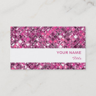Carte De Visite Carreaux de Glitz Hot rose 1 imprimé blanc rayé