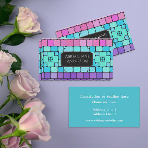 Carte De Visite Carreaux élégants - Rose, Aqua & Purple - Personna