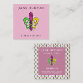 Carte de visite carrée au design élégant à fleur d (Devant / Derrière)