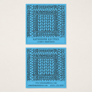 CARTE DE VISITE CARRÉE BLEUE TRICOT ENDROIT-ENVERS