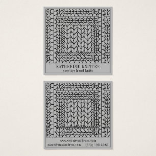 CARTE DE VISITE CARRÉE GRIS TRICOT ENVERS