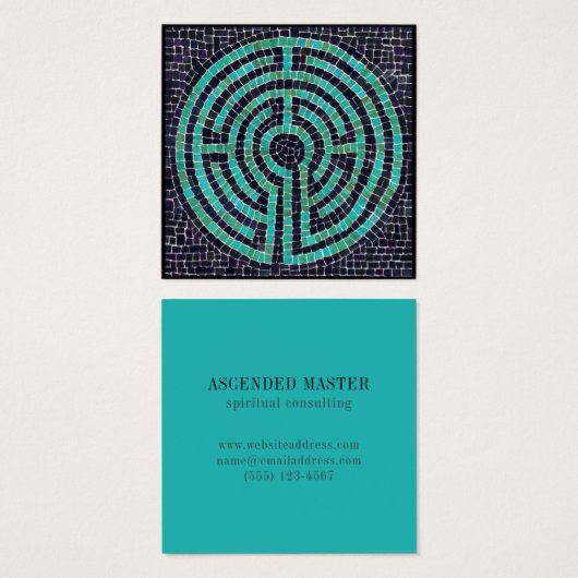Carte de visite carrée LABYRINTH III - Turquoise (Devant & derrière)