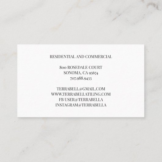 Carte De Visite Carrelage (Dos)