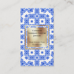 Carte De Visite Carrelage blanc moderne carré d'or méditerranée