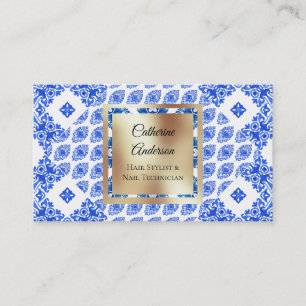 Carte De Visite Carrelage blanc moderne carré d'or méditerranéen