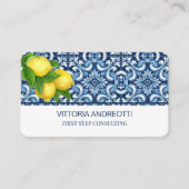 Carte De Visite Carrelage bleu et citrons méditerranéen italien (Devant)