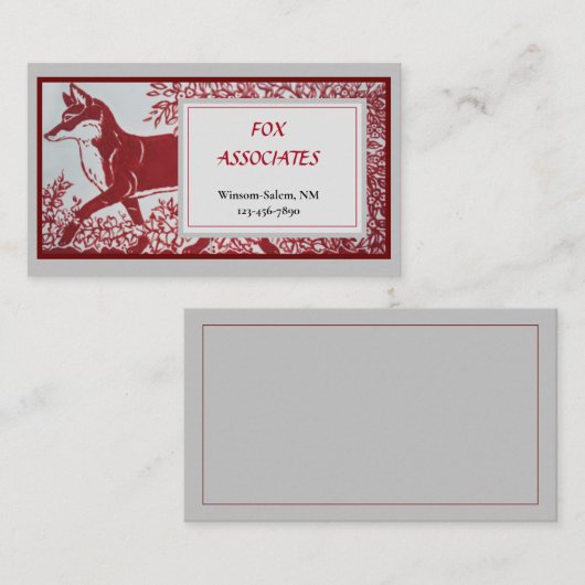 Carte De Visite Carrelage en céramique Red Grey Fox Design Élégant (Devant / Derrière)