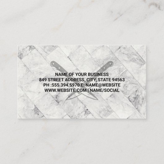 Carte De Visite Carrelage en marbre | Couteaux chef (Dos)