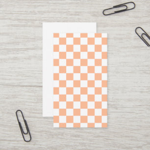 Carte De Visite Carrés à carreaux pêche orange blanc géométrique
