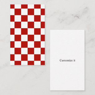 Carte De Visite Carrés à damier rouge blanc géométrique rétro