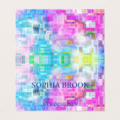 Carte De Visite Carrés Abstraits couleur bleu rose (Extérieur déplié)