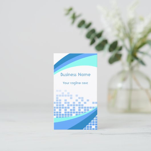 Carte De Visite Carrés bleus modernes Abstrait (Debout devant)