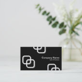 Carte De Visite Carrés bloqués 3d - Blanc sur noir (Debout devant)