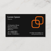 Carte De Visite Carrés bloqués - orange sur noir (Dos)