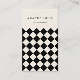 Carte De Visite Carrés Checkered diagonaux blancs noirs génériques