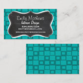 Carte De Visite Carrés de turquoise ; Tableau vintage (Devant / Derrière)