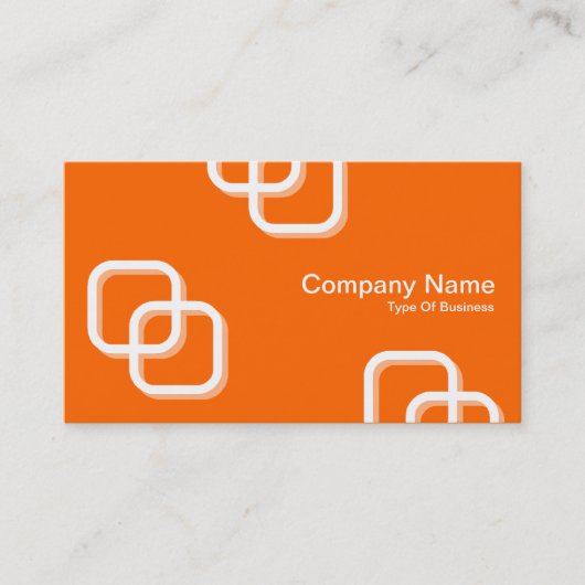 Carte De Visite Carrés entrelacés 3D - Blanc sur orange (Devant)