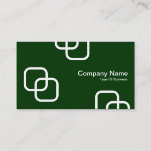 Carte De Visite Carrés interdépendants - Blanc sur Vert foncé