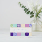 Carte De Visite carrés motifs de patchwork - violet, jaune et bleu (Debout devant)