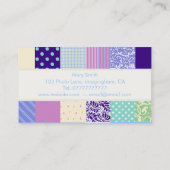 Carte De Visite carrés motifs de patchwork - violet, jaune et bleu (Dos)