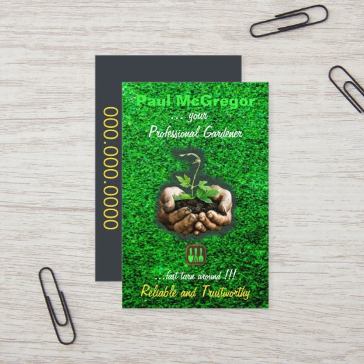 Carte De Visite Cartão De Visita Professional Gardening (Devant/Arrière en situation)