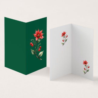 Carte De Visite Cartão de visitas Natal verde e Flores Vermelhas[