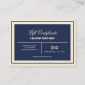 Carte De Visite Carte-cadeau élégante classique bleu marine motif  (Dos)