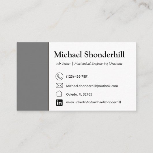 Carte de visite | Carte de visite gris | Recherche (Dos)