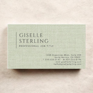 Carte De Visite Carton de visite Luxe Vert Sauge Lin Naturel