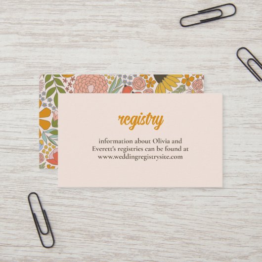 Carte De Visite Carton d'invitation de mariage floral (Devant/Arrière en situation)