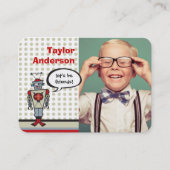 Carte De Visite Carton Retro Robot Fun Kids Photo Playdate Card (Devant)