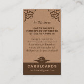 Carte De Visite Carton rustique Art nouveau ornements CC1188 (Dos)