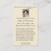 Carte De Visite Carton saint catholique pour les funérailles (Dos)