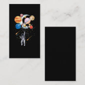 Carte De Visite Cartoon Astronaut Space Balloon Planets (Devant / Derrière)