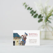 Carte De Visite Cartoon Gutter Cleaning Service Guy (Debout devant)