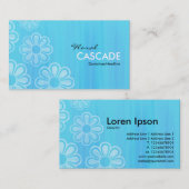 Carte De Visite Cascade florale - Texture peinte en bleu (Devant / Derrière)