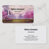 Carte De Visite Cascades et cerisiers autour d'un lac (Devant / Derrière)