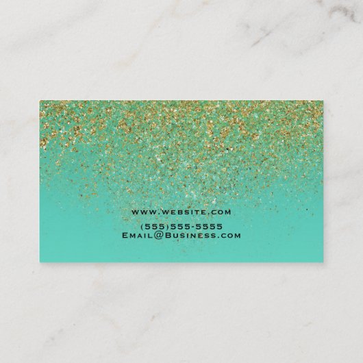 Carte De Visite Cascady Gold Parties scintillant & Turquoise Aqua (Dos)