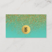 Carte De Visite Cascady Gold Parties scintillant & Turquoise Aqua (Devant)
