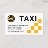 Carte De Visite Case à cocher Jaune Service de taxi (Dos)