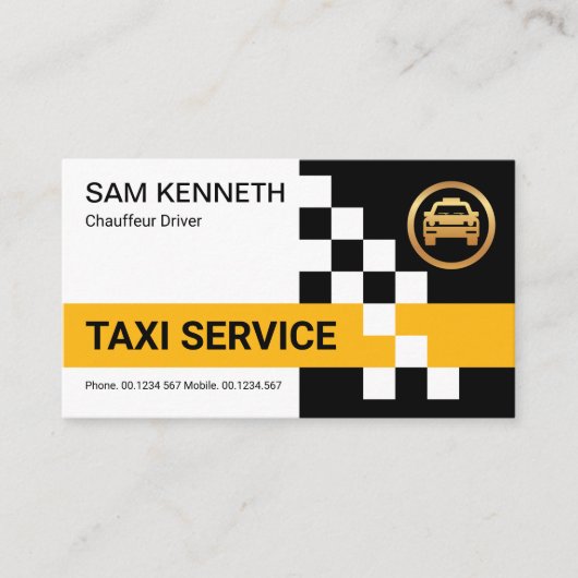 Carte De Visite Case à cocher Taxi Jaune Rétro Circuits en taxi Ch (Devant)
