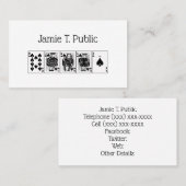 Carte De Visite Casino Night Poker Royal Straight Flush Spades (Devant / Derrière)