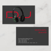 Carte De Visite Casque Arrière - plan DJ Stylish Red Grey (Devant / Derrière)