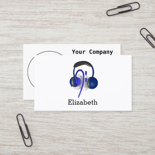 Carte De Visite Casque Bleu Jouant Quelques Basse Classique (Devant/Arrière en situation)